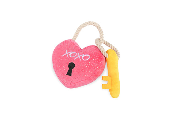 P.L.A.Y. Love Bug Squeaky Plush Dog toys, Love You a Lock