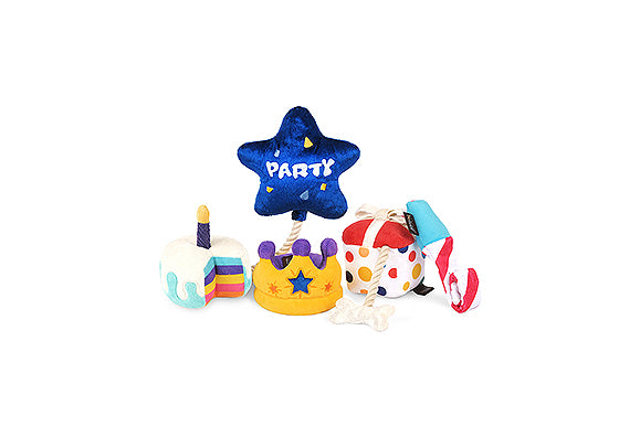 P.L.A.Y. MINI Party Time Plush Dog toys, Bone Appetite Cake (mini sized)