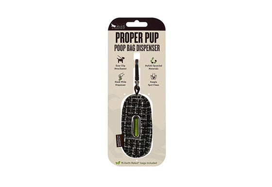Proper Pup Dog Poop Bag Dispenser, Tweed Black/Grey by P.L.A.Y.