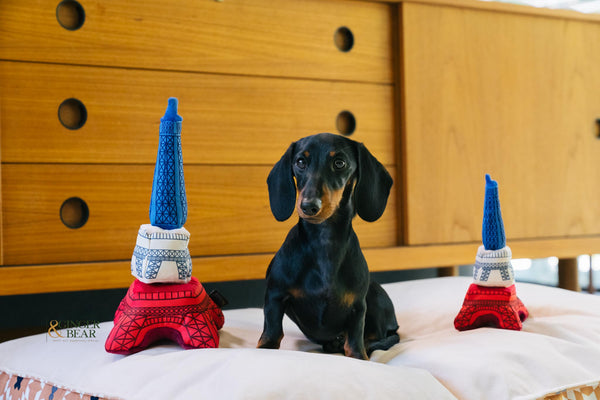 P.L.A.Y. Totally Touristy Squeaky Plush Dog toys, Eiffel Tower