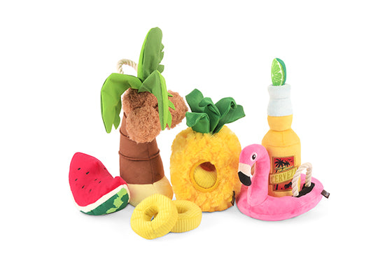 Tropical Paradise Squeaky Plush Dog toys, Puppy Palm