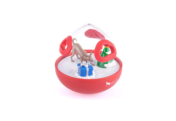 P.L.A.Y. Wobble Ball 2.0 Holiday Edition Red Interactive dog toy