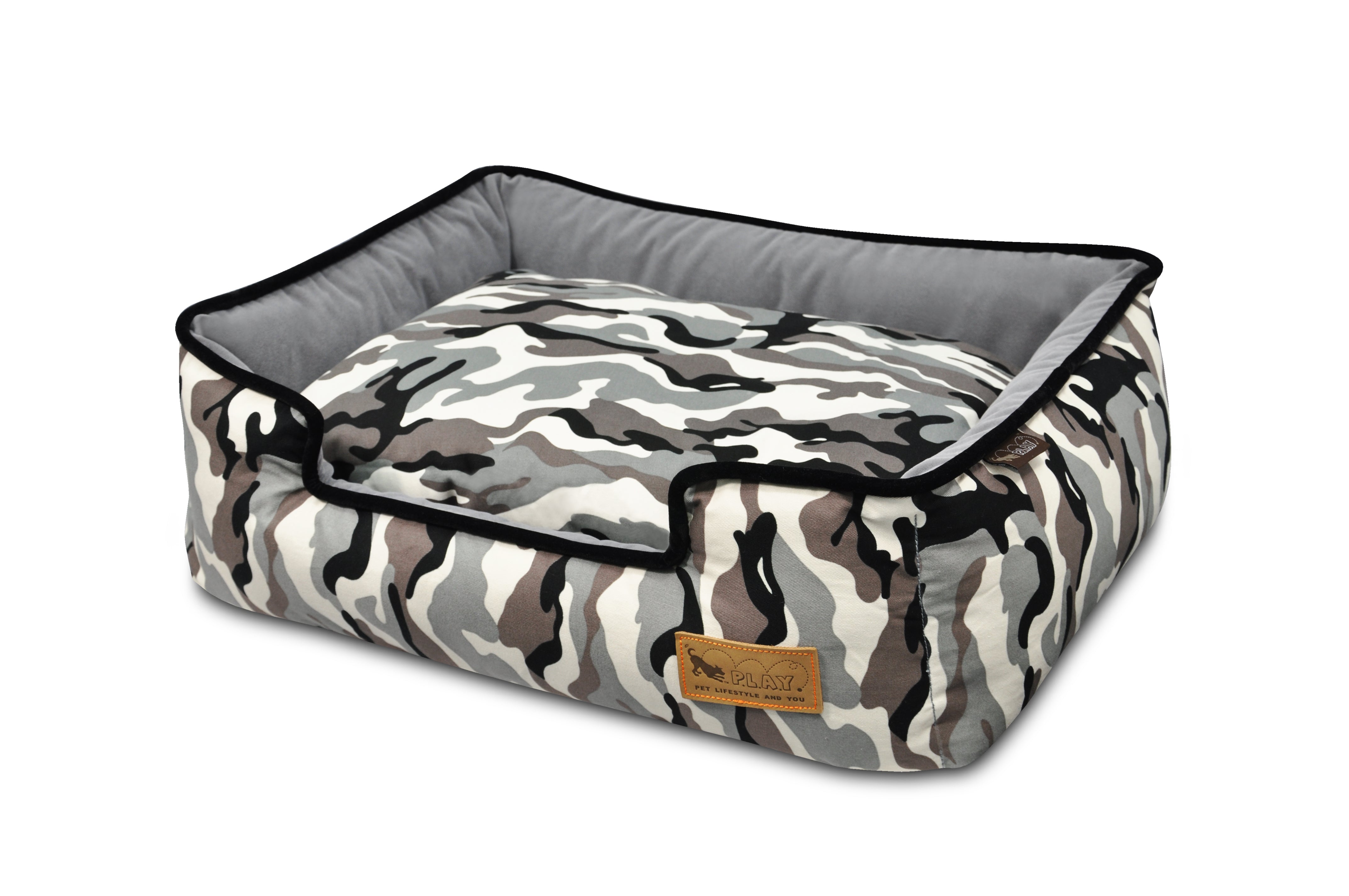 [Pre-order]Lounge Dog Bed: Camouflage White/Gothic Black