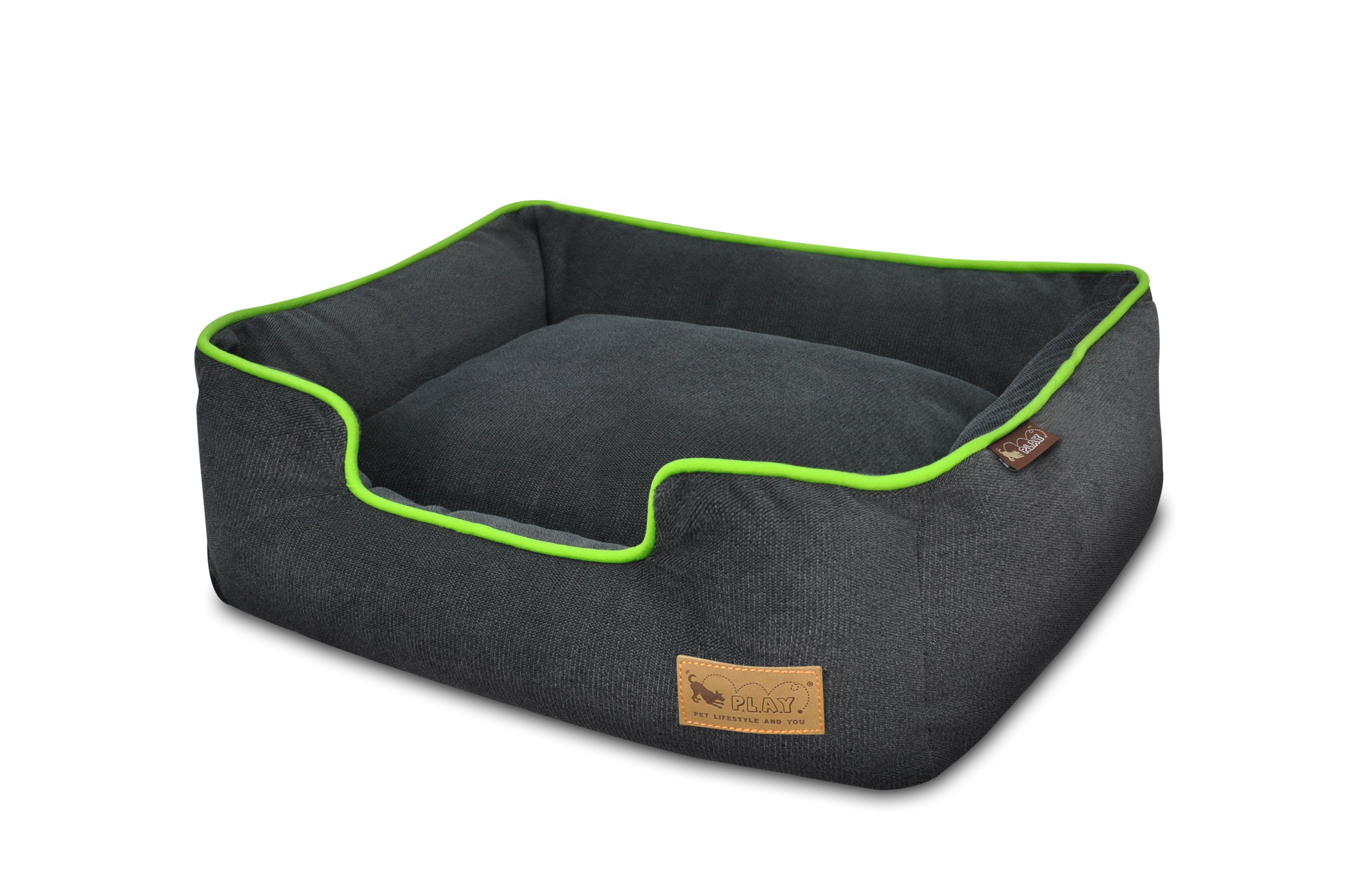 [Pre-order]Lounge Dog Bed: Urban Plush SlateGrey/Lime
