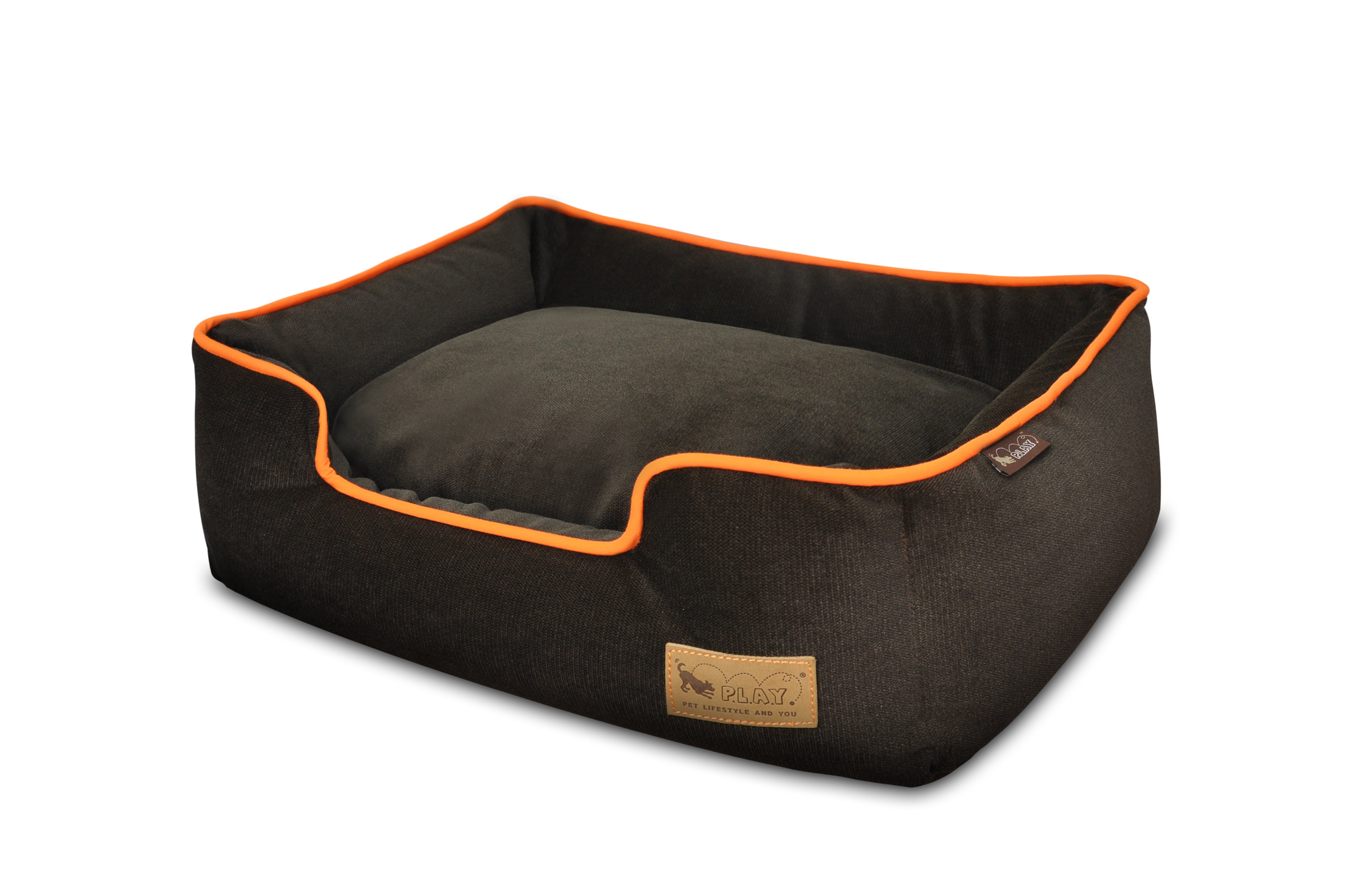 Pre order Lounge Dog Bed Urban Plush WalnutBrown Orange