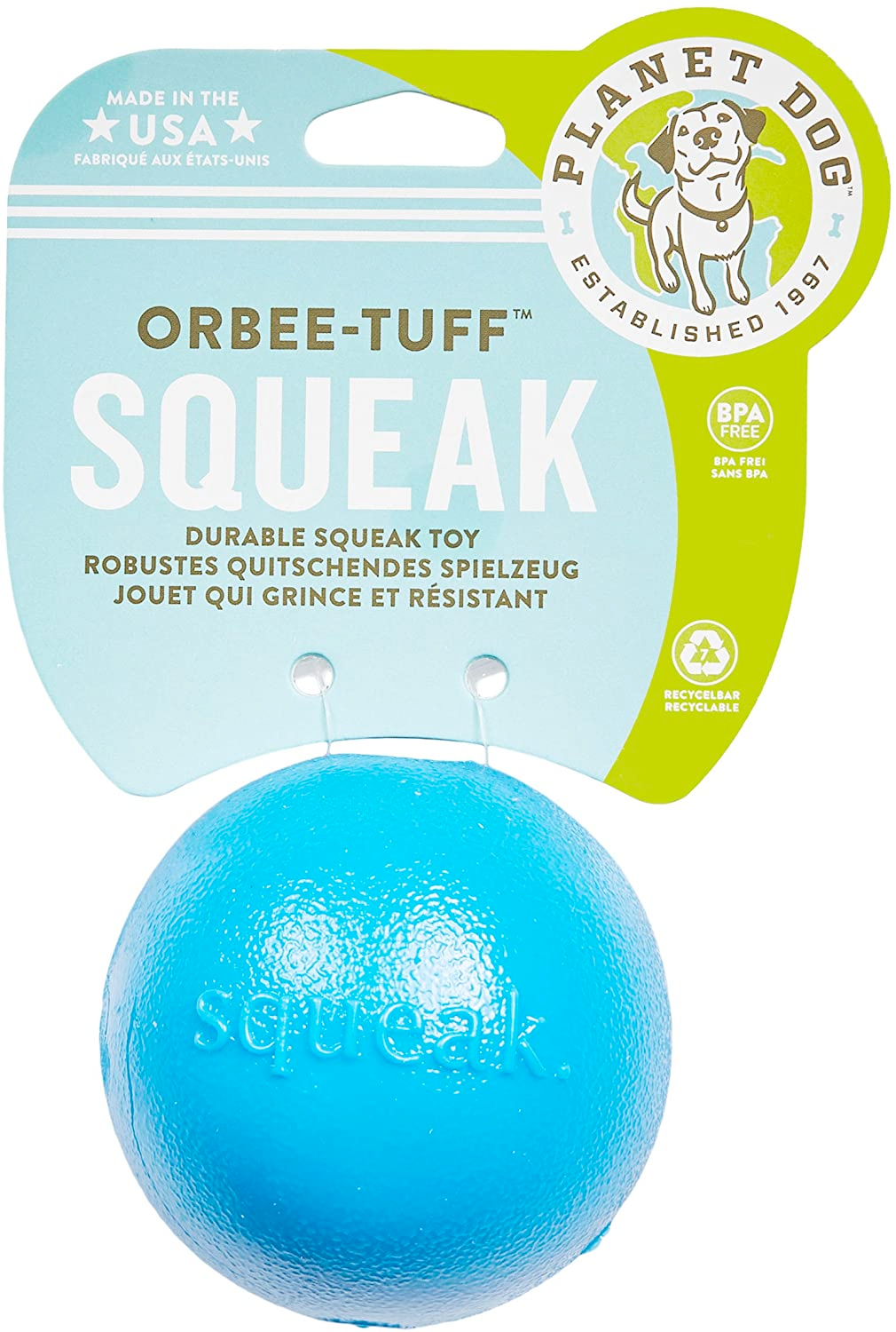 Dog Toy, Orbee-Tuff Squeak Ball, Blue