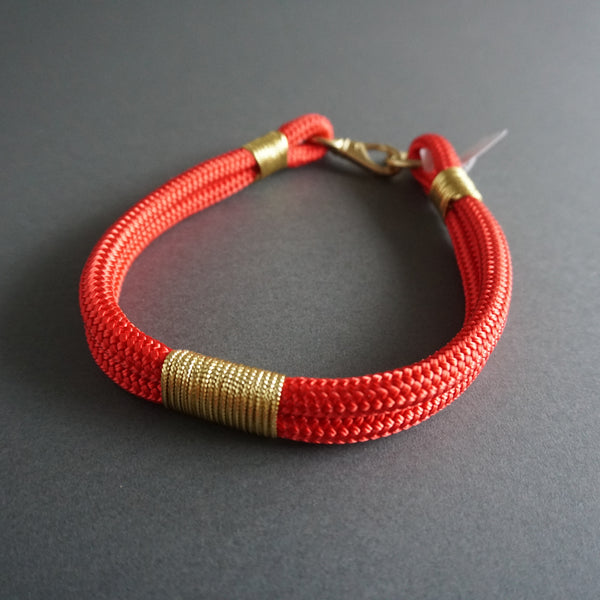 Rugged Wrist Dog Collar Red and Gold Rope