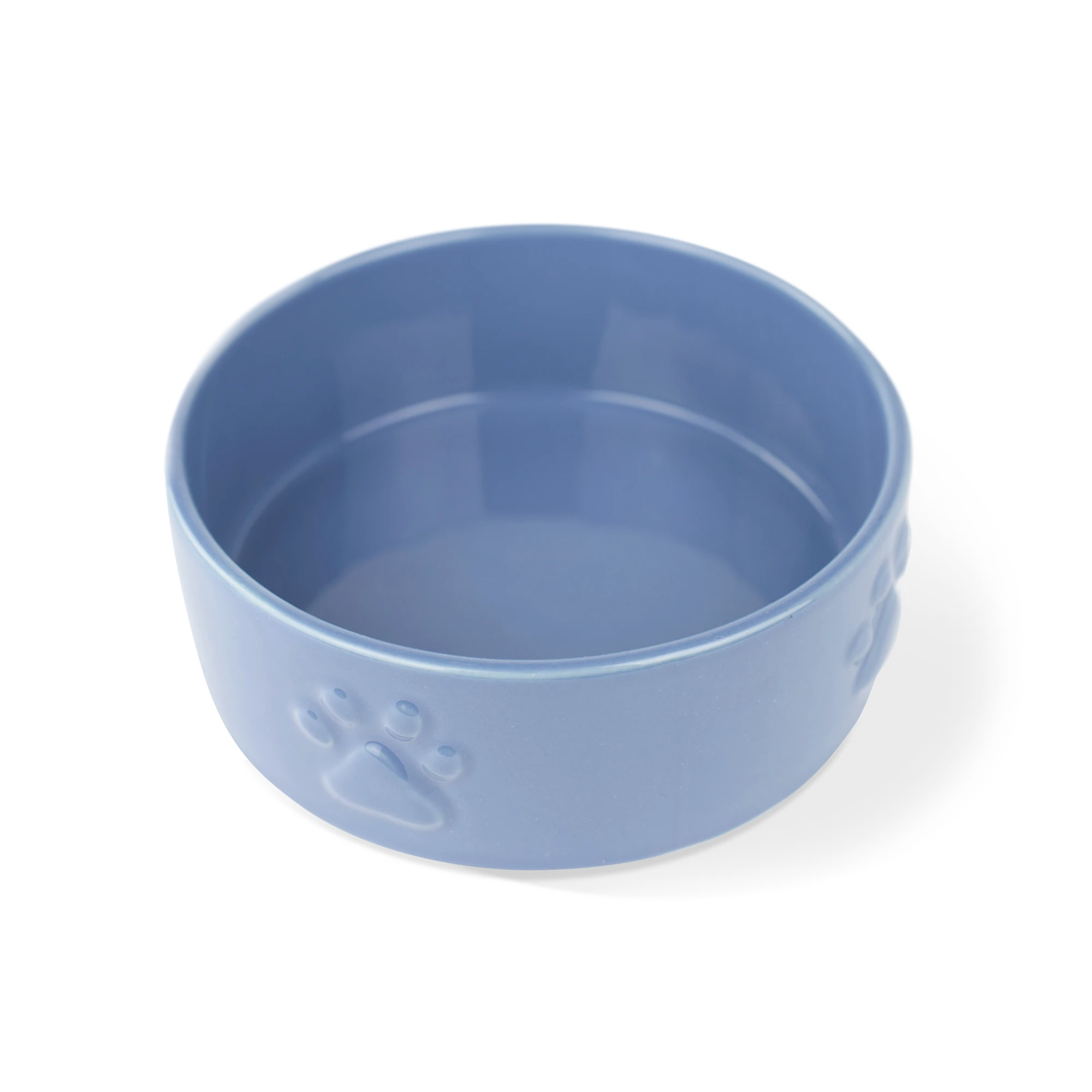 Sculpt Paw Ceramic Dog Food Water Bowl in Navy