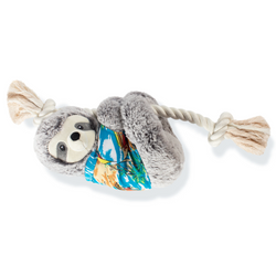 Slowin' Down for Summer Sloth on a Rope Dog Squeaky Plush toy