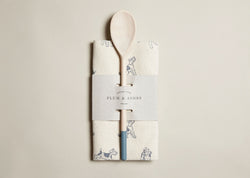 Tea towel and Wooden Spoon Gift Set: Blue Bertie print