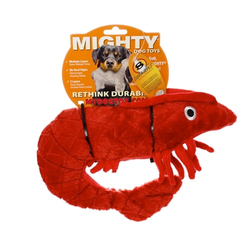 Mighty Ocean Dog Squeaky Toy, Paco the Prawn (mini and regular size)