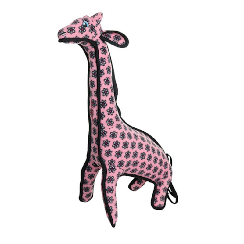 Tuffy Zoo Dog Squeaky Toys, Pink Giraffe (mini and regular size)