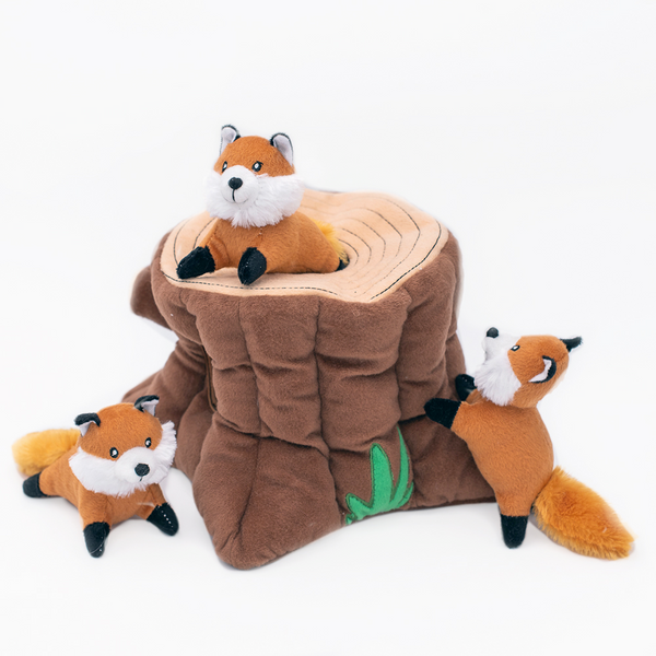 Burrow Fox Stump, Sniff 'n Search Squeaky Dog Toy