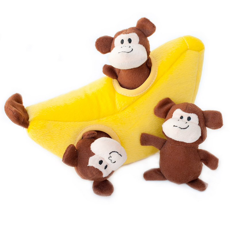 Squeaky banana best sale dog toy