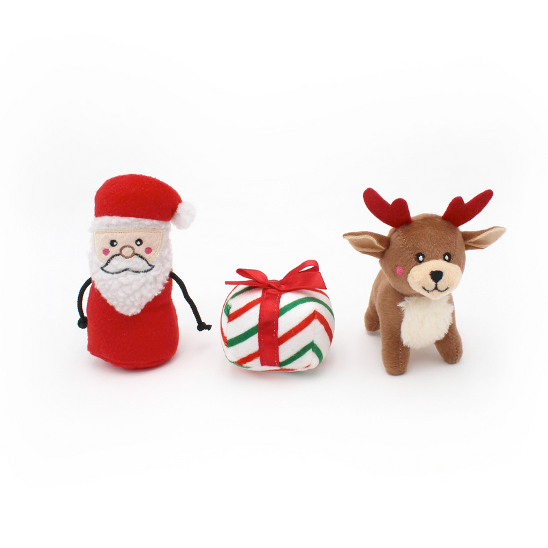 Zippy Holiday Burrow Sniff 'n Search Squeaky Dog Toy, Santa's Sleigh