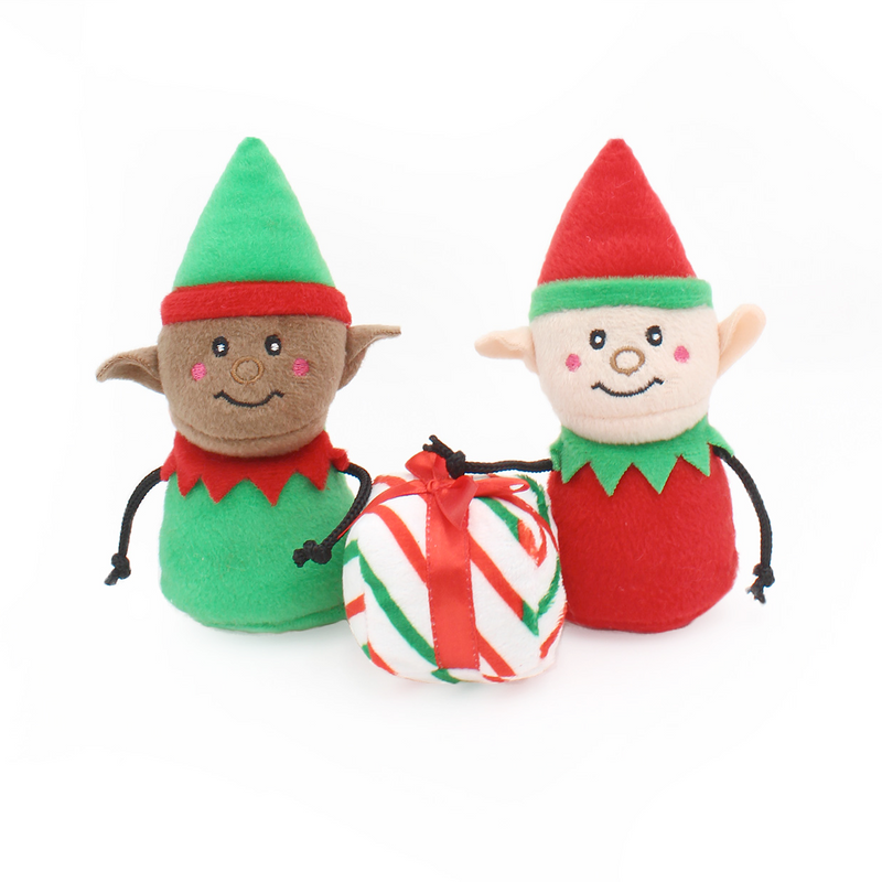 Zippy Holiday Burrow Sniff 'n Search Squeaky Dog Toy, Santa's Workshop