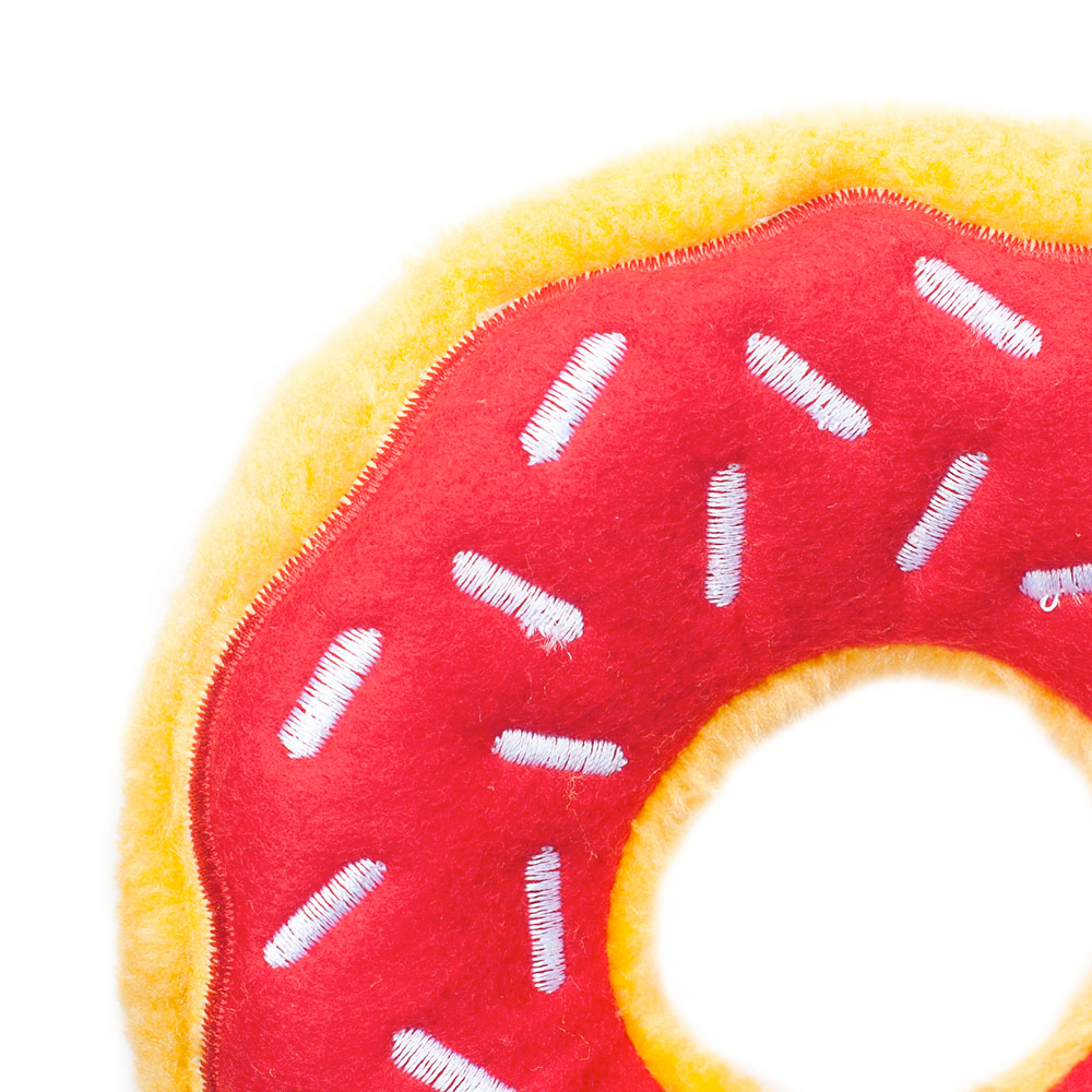 Zippy Squeaky Dog Toy, Donutz Cherry