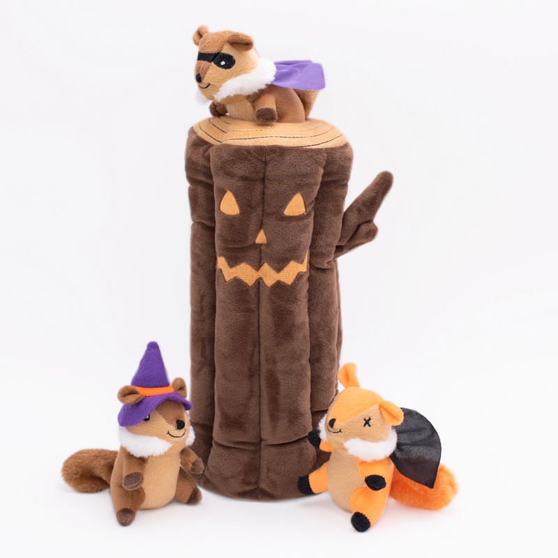 Halloween Burrow Sniff 'n Search Squeaky Dog Toy, Haunted Log