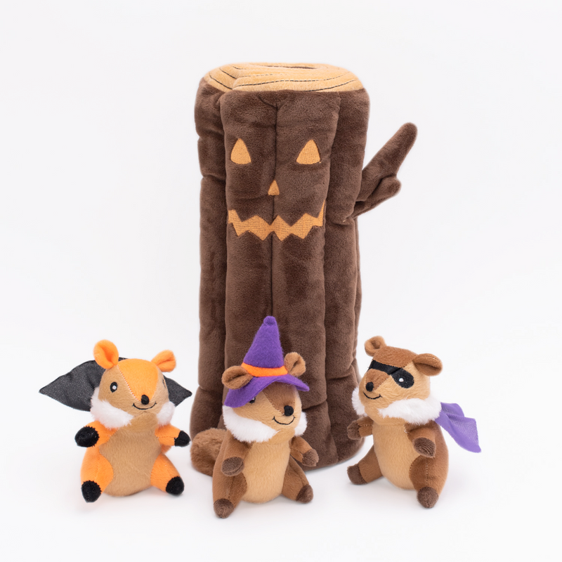 Halloween Burrow Sniff 'n Search Squeaky Dog Toy, Haunted Log
