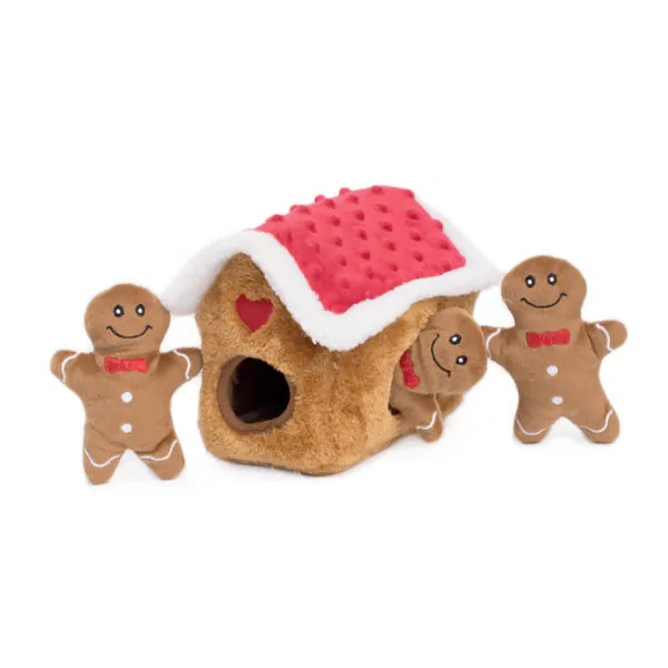 Holiday Burrow Gingerbread House, Sniff 'n Search Squeaky Dog Toy