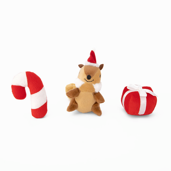 Miniz 3-Pack, Festive Friends, mini Squeaky Dog Toy