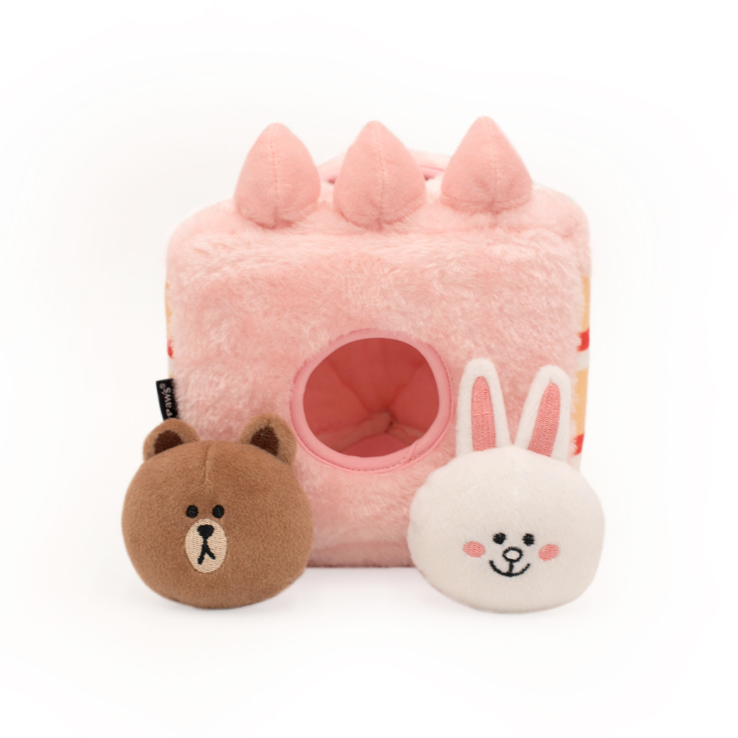 Zippy Line Friends Burrow Squeaky Dog Toy, Nom Nomz Brown and Cony in Cake