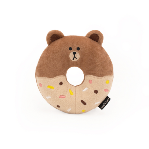 Zippy Line Friends Squeaky Dog Toy, Donutz Buddies Brown