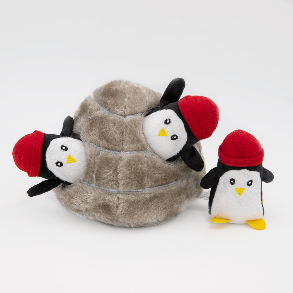 Holiday Burrow Penguin Cave, Sniff 'n Search Squeaky Dog Toy