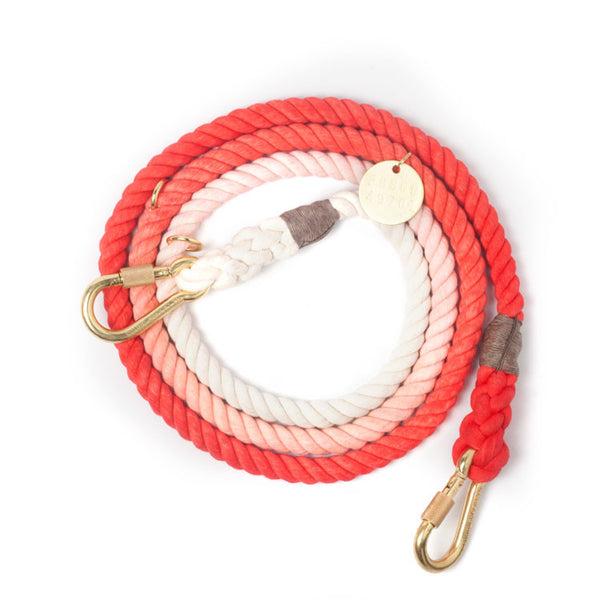Adjustable Rope Leash, Coral ombre