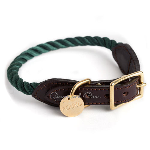 Rope and Leather Collar, Hunter Green