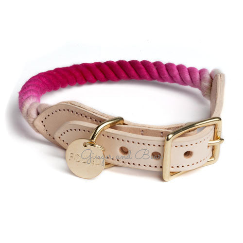 Rope and Leather Collar, Magenta