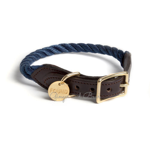 Rope and Leather Collar, Navy