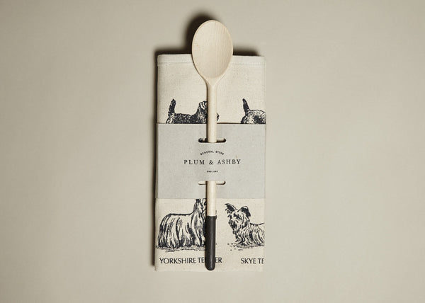 Tea towel and Wooden Spoon Gift Set: Terrier print